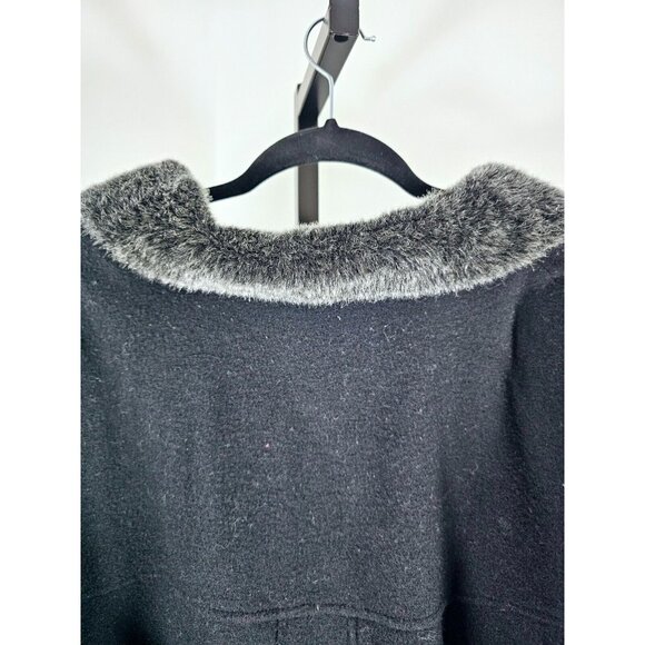 Venezia Coat Wool Blend Black W Gray Faux Fur Collar SZ 26/28 - Picture 5 of 11